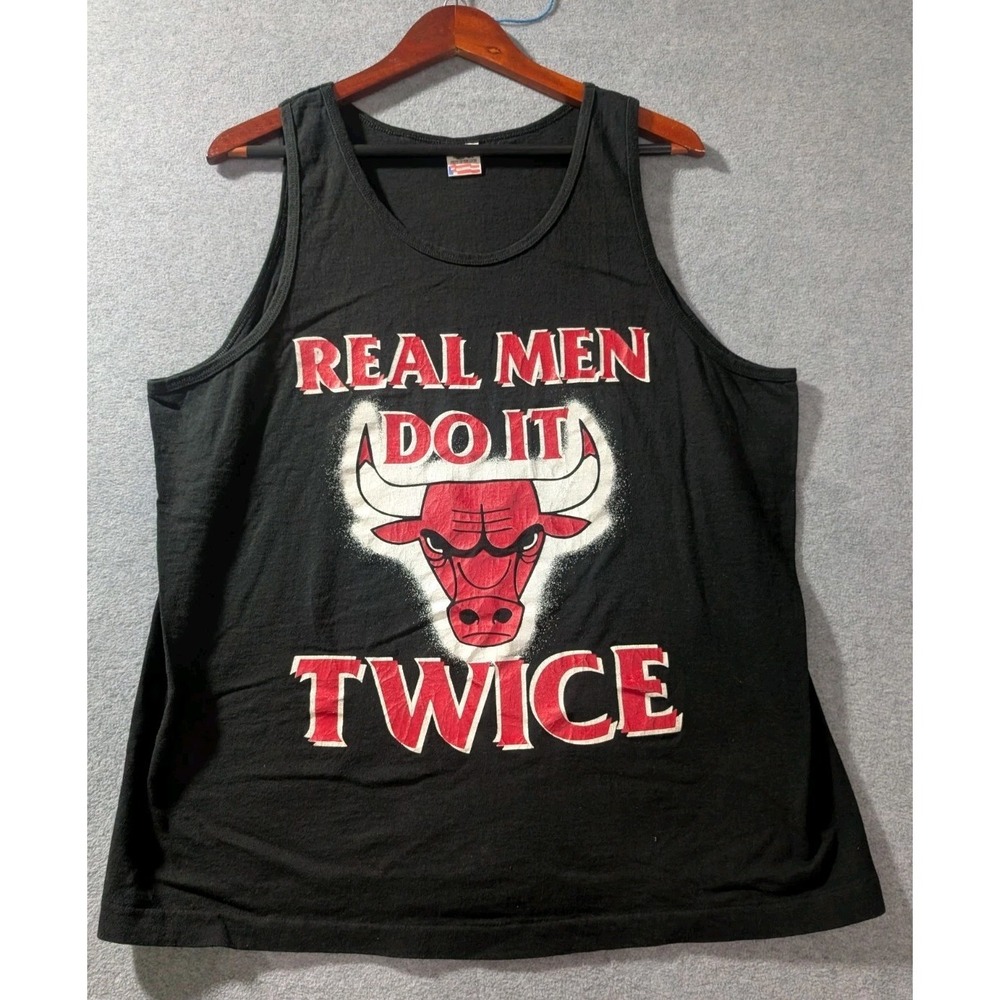 Vintage Chicago Bulls‎ Tank XL 90s Real Men Do It Twice NBA USA Single Stitch